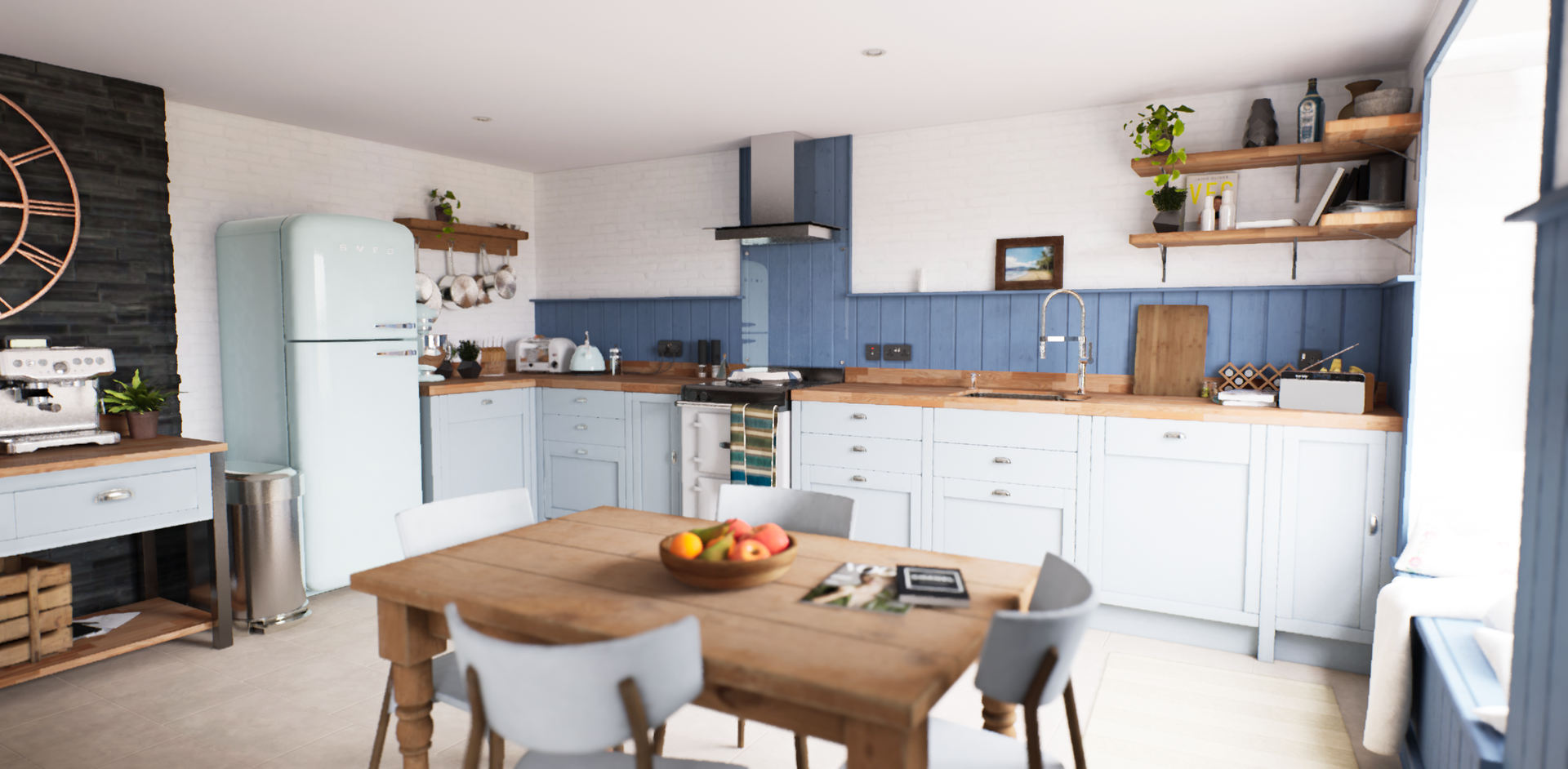 realistic real-time render of a kitchen